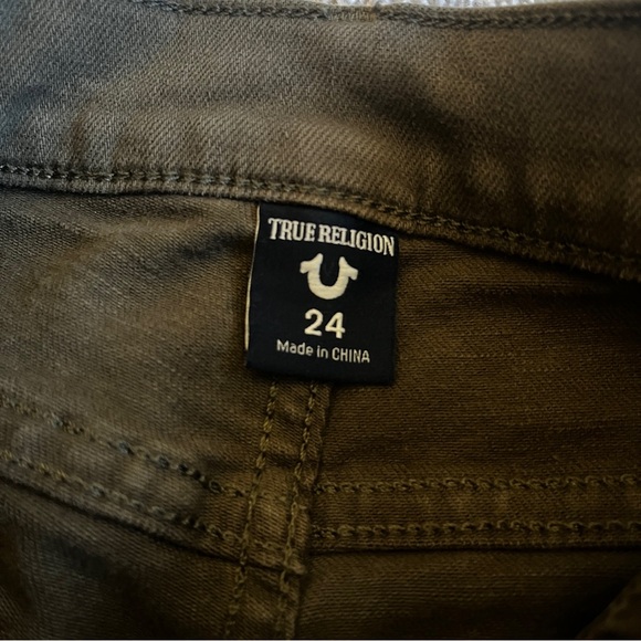 True Religion Mid Rise Super Skinny Women's Skinny Halle Jeans - Dark Olive - Picture 3 of 10